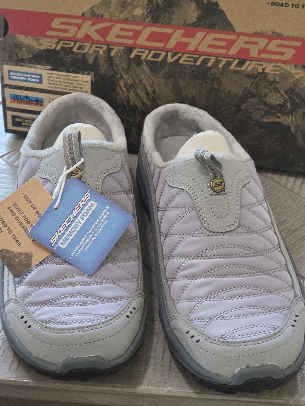 Skechers Auretta Quilted Clogs Gray Memory Foam Women’s 9 NWT - Picture 4 of 8